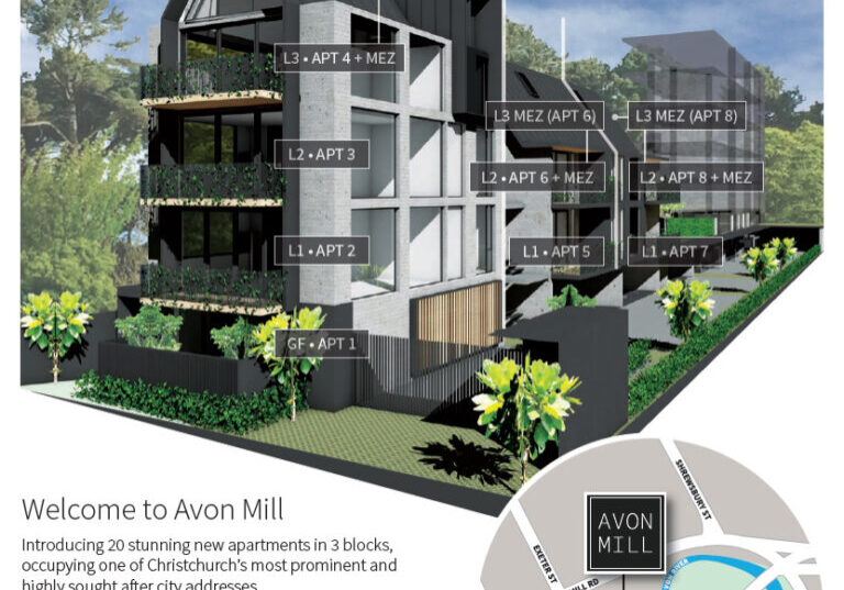 real estate graphic design Avon Mill apartments branding and design