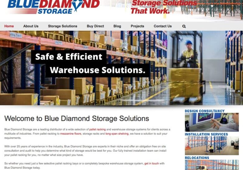 blue diamond storage Perth storage solutions wordpress website
