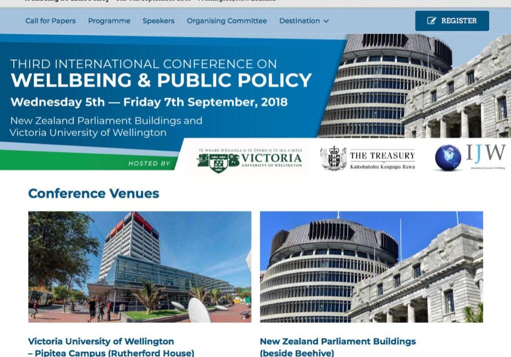 wellbeing policy design Wellington conference website design