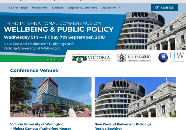 wellbeing policy design Wellington conference website design